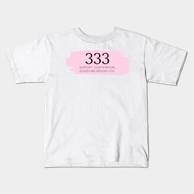 333 Angel Number pink Kids T-Shirt by anrockhi